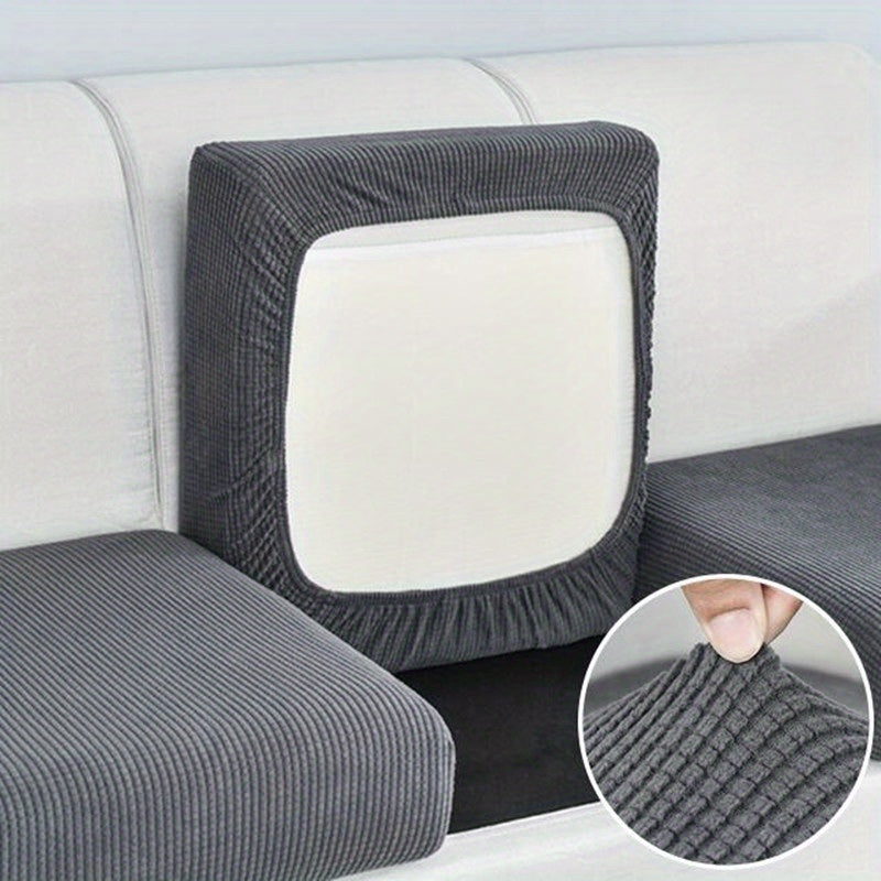 Removable and washable elastic sofa cushion cover, single piece, in a solid color to protect against dust.