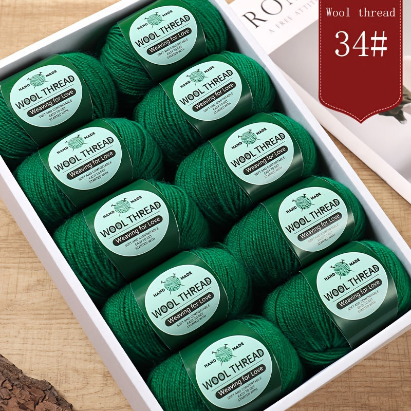 10 pieces of Australian yarn, each pack weighing approximately 500g with 10 balls. It has a moderate thickness, is easy to knit, soft, and warm. Ideal for crocheting sweaters, coats, vests