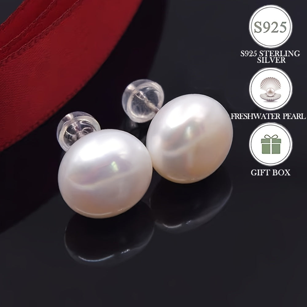 Upgrade your style with a pair of stunning French-inspired Freshwater Pearl earrings. Made with S925 Sterling Silver studs, these elegant 7-10mm pearls are perfect for everyday wear, gifting, and special occasions like Valentine's Day. Weighing only