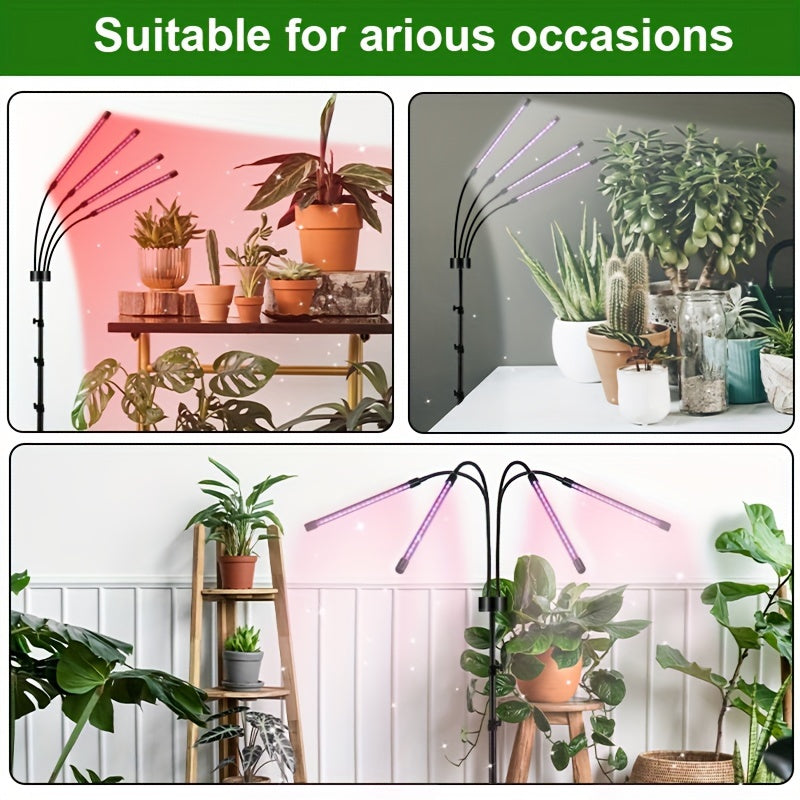 Indoor plant grow light strip with 80 LEDs, adjustable tripod stand (62.23cm - 160.02cm), dimmable with timer, USB powered, perfect for potted flowers and succulents. Suitable for indoor