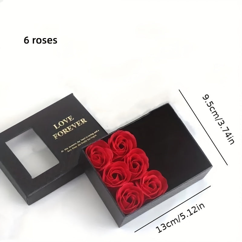 Valentine's Day gift box includes 12 items such as soap flowers, lipstick gift box, necklace jewelry box, and party favors.