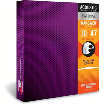 Elixir Strings, Acoustic Guitar Strings, 80/20 Bronze with NANOWEB Coating, Longest-Lasting Bright and Focused Tone, Comfortable Feel, 6 String Set, Light 12-53