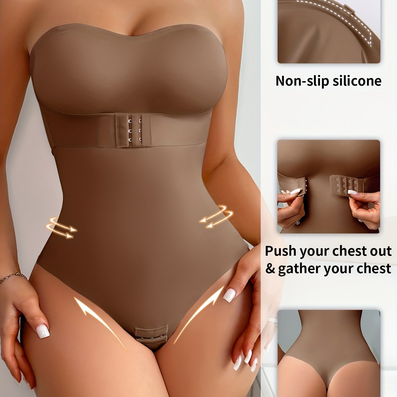 Shape your body with this braless shaping suit with hip liner