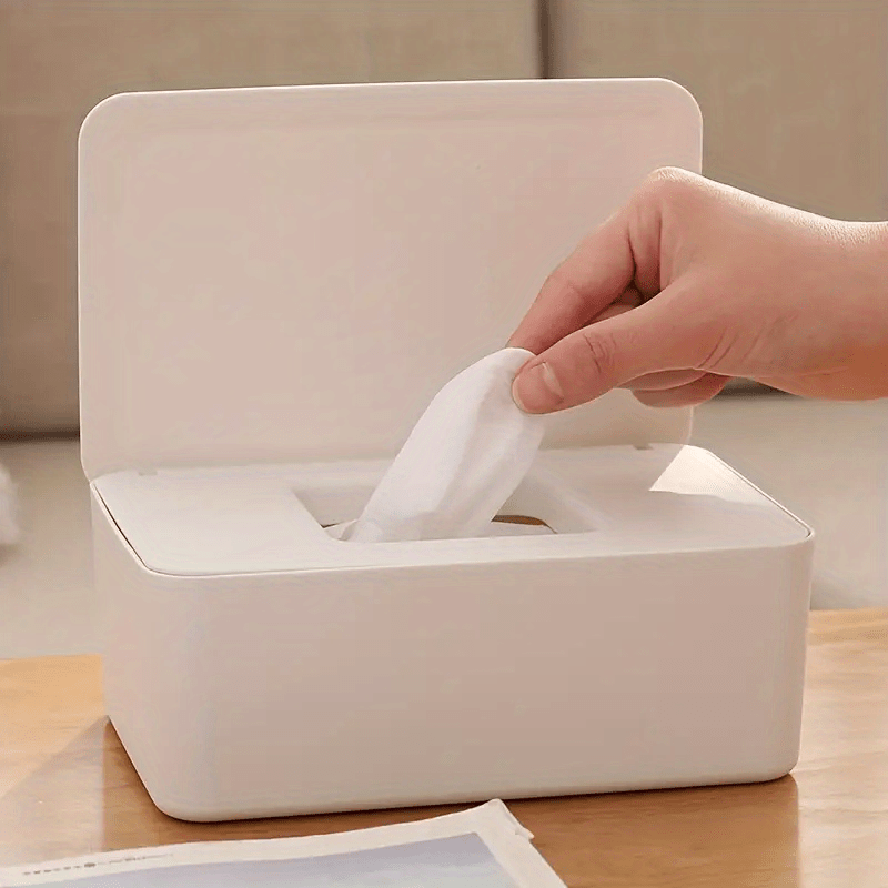 1pc Wet Wipes Dispenser with sealed case to keep wet tissue fresh and dustproof. Suitable for desk, office, dorm, kitchen, washroom, and vanity.