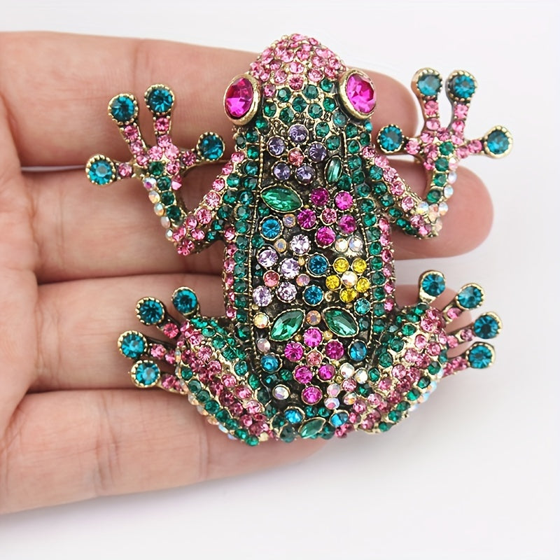 Newly Stocked European and American Heavy Industry Diamond-Encrusted Frog Brooch - A Popular Fashionable Retro Choice