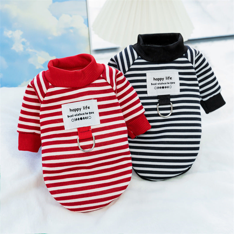 Warm striped sweater for small to medium dogs and cats.