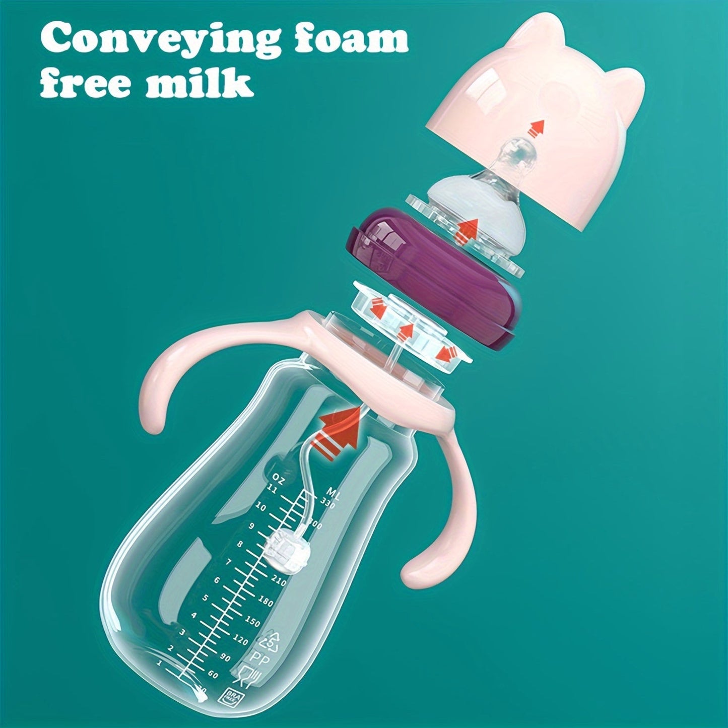 Gift your newborn with this adorable 240ml bottle featuring cute cat ears. Made from heat-resistant PP material and designed with a wide mouth for easy feeding, this shatterproof water cup is the perfect birthday or baby shower gift for any new parent.