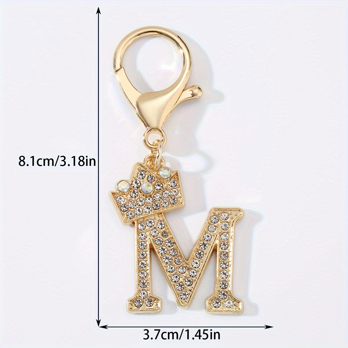 1pc Fashion Zinc Alloy Artificial Diamond Crown 26 English Letters Key Chain for Men, Bag Pendant for Friends.