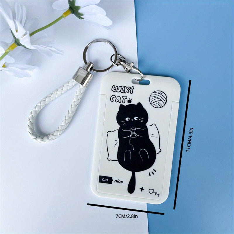 Protective sleeve for bus and student lunch cards, campus exhibition and factory brand door cards, with keychain attachment.