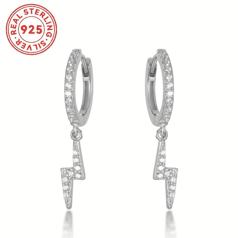 Get edgy with these 925 Sterling Silver Punk Glitter Earrings featuring Lightning Bolt Synthetic Zirconia Pendants. These celestial-themed earrings are perfect for December birthdays and can be worn daily, during Ramadan, or at music festivals. They are