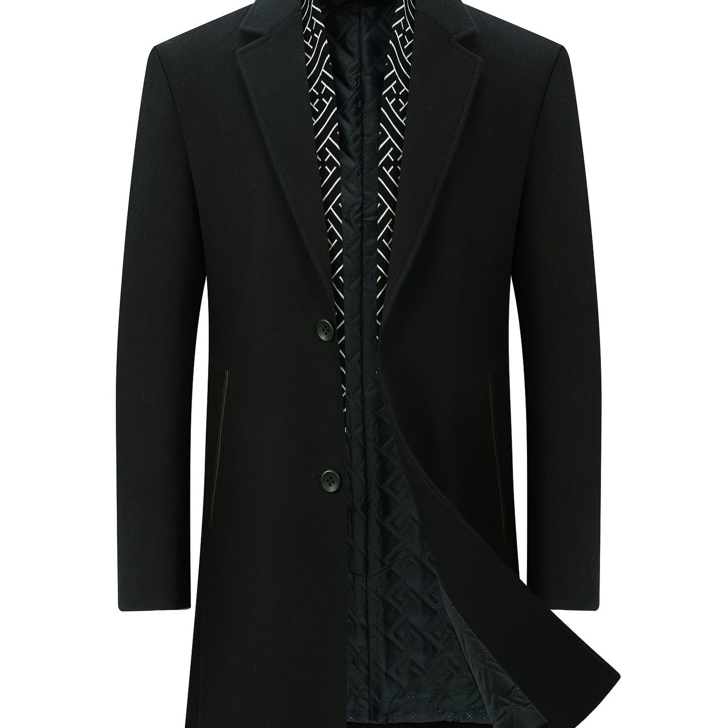 New Men's Wool Coat with Scarf Collar - Relaxed Style, Mid-Length, Suitable for Casual Outings