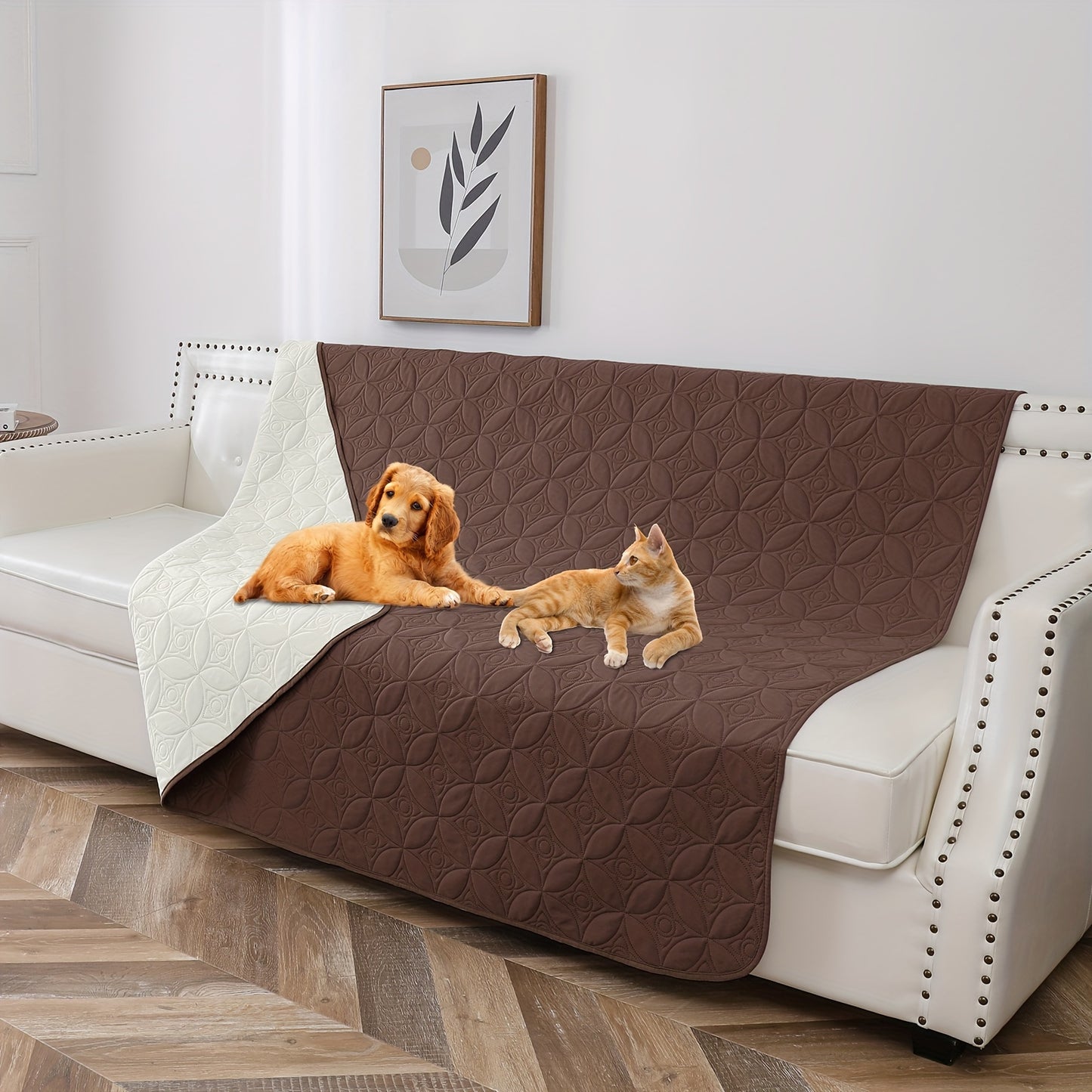 Waterproof dog bed cover with non-slip backing, stain resistant pet blanket for furniture, couch & sofa protection, ideal for small to medium breeds.