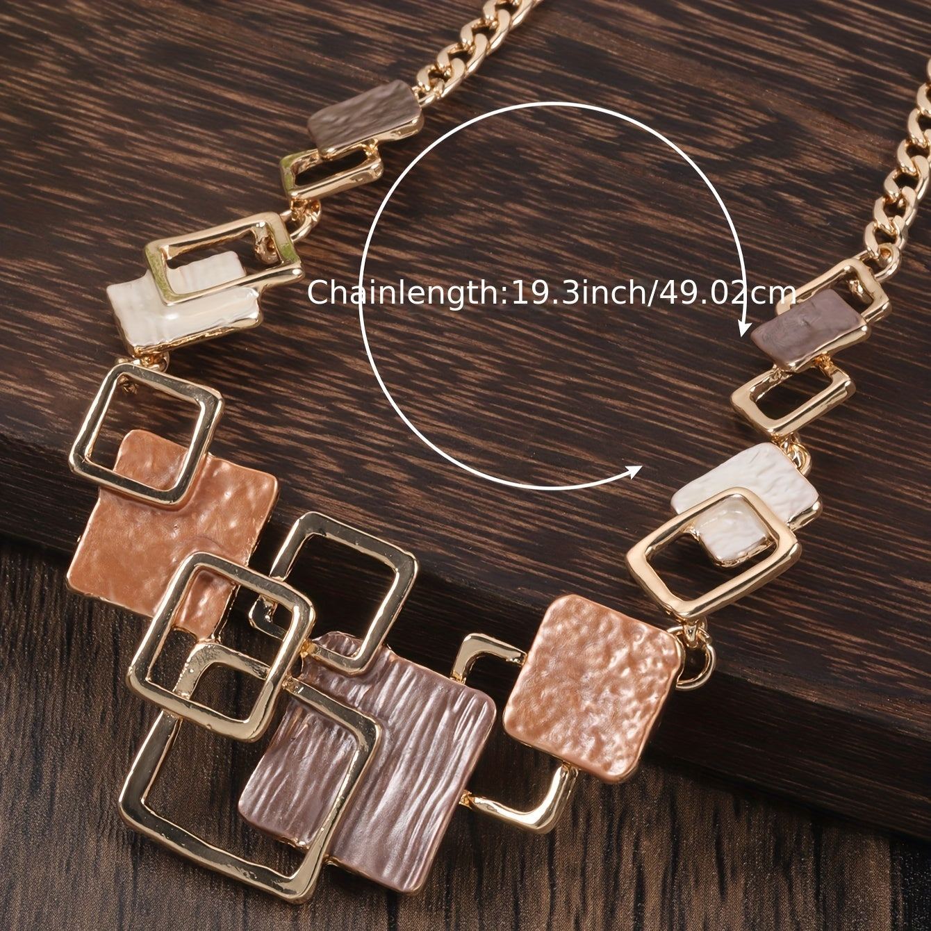 One trendy geometric design jewelry set includes one pair of earrings and one necklace in boho style, perfect to match with daily outfits or as a party accessory. Made from enamel, this set is a must-have addition to your jewelry collection.