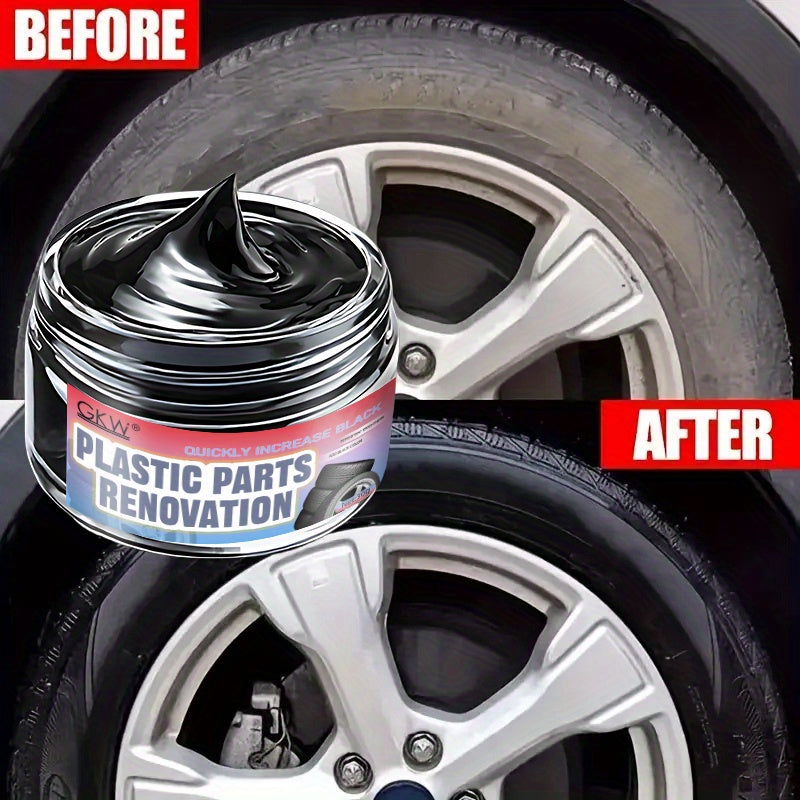 Black care and restoration wax for car interiors, tire restoration cream, plastic parts repair cream, whitening and blackening plate wax, rubber strip restoration cream, scratch repair