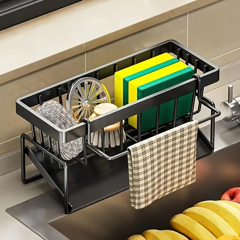 Simplify your kitchen with the 1pc Sponge Caddy Sink Organizer. This versatile holder is perfect for storing all your cleaning supplies, such as scrubbers, brushes, and soap. It is designed to keep your kitchen tidy and organized. Suitable for ages 14