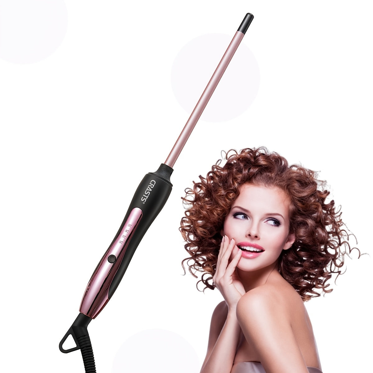 CRASTS 9mm Unisex Adult Teddy Curling Iron, 30W Plug Powered Hair Curler with Type C Plug, 220V for Soft Waves and Bangs, No Battery Needed, Hair Styling Tool for Students.