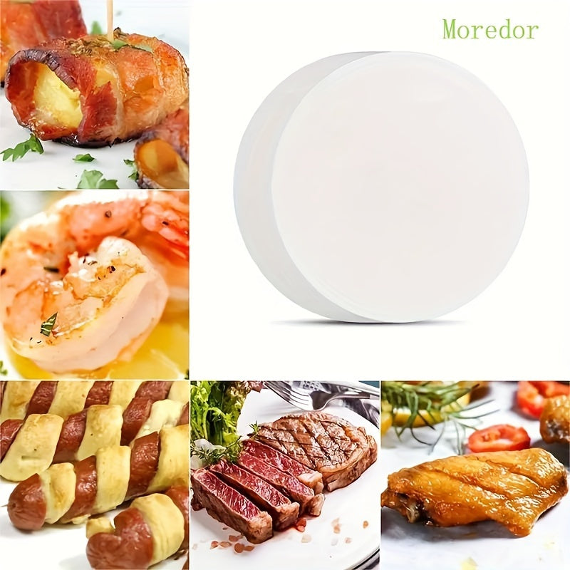 25cm round paper mats for 10'' cake pans, suitable for baking, grilling, steaming, microwave, and air fryer. Kitchen essential for non-stick baking.