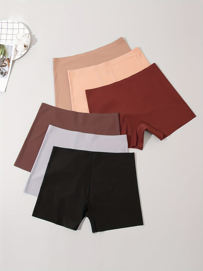 Set of 6 seamless, mid-rise women's underwear with a slim, invisible design to prevent rolling up while wearing.