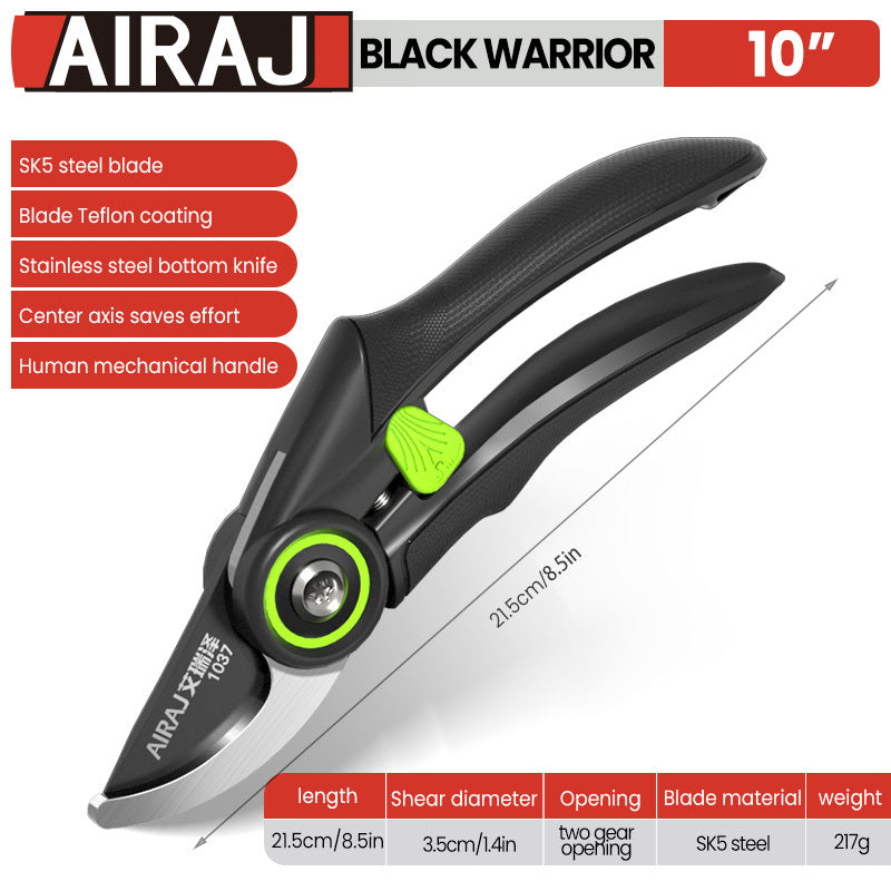 AIRAJ Ergonomic Pruning Shears with ultra-sharp blades for easy branch cutting, comfort grip handles, ideal for fruit trees, flowers, and gardening tasks.