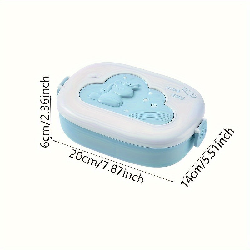 Durable Plastic Lunch Box with Playful Cartoon Design, Compartments, and Insulation - Perfect for Students and Office Workers. Microwave Safe and Manual Use, Portable Square Shape for Convenient Meal Storage.