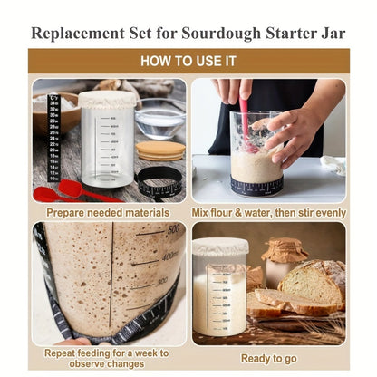 Upgrade your sourdough starter with replacement set accessories including two sets of jar kits with temperature gauge and date bands.