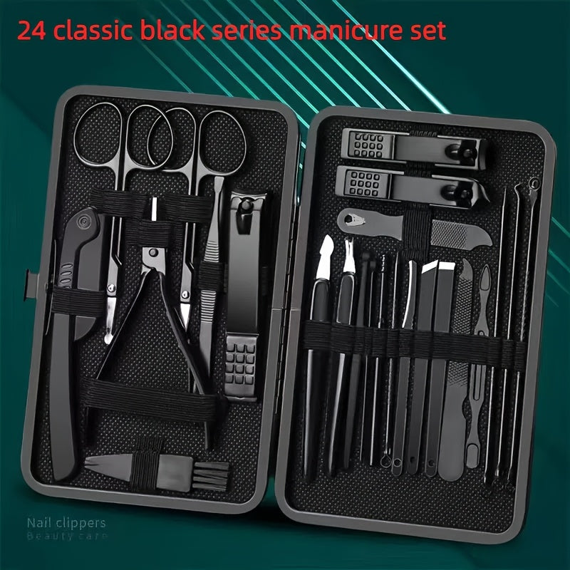 24-piece nail scissors repair tools set with portable travel box, professional foot trimming scissors set. Great for travel and makes a perfect holiday gift.