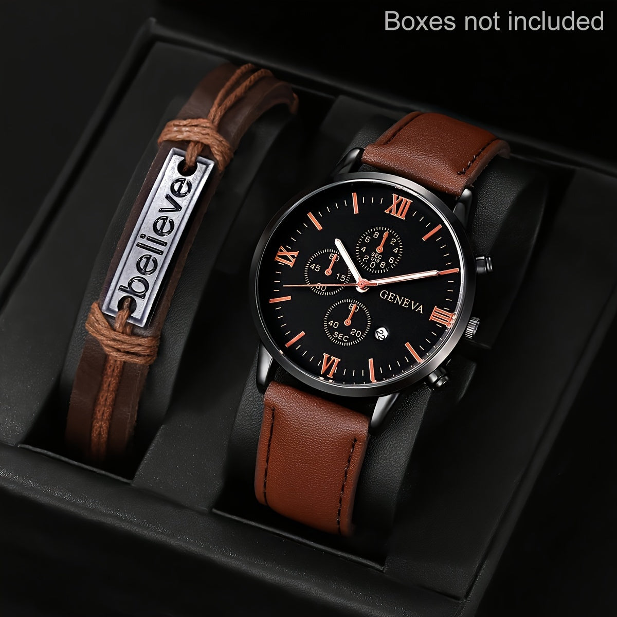 1 Men's Simple Round Pointer Quartz Watch & 1 Bracelet