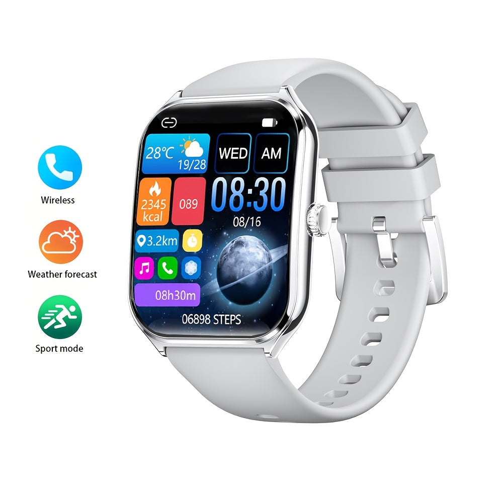 Ultra-thin smartwatch with full touch display, dual screen, USB charging, stainless steel case for Android and iPhone. Ideal for fitness tracking, calls, messages and music control.