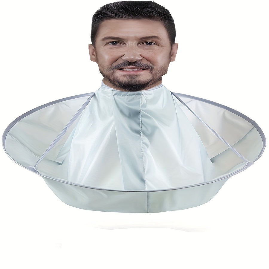 Salon barber cape with umbrella design for DIY hair cutting.