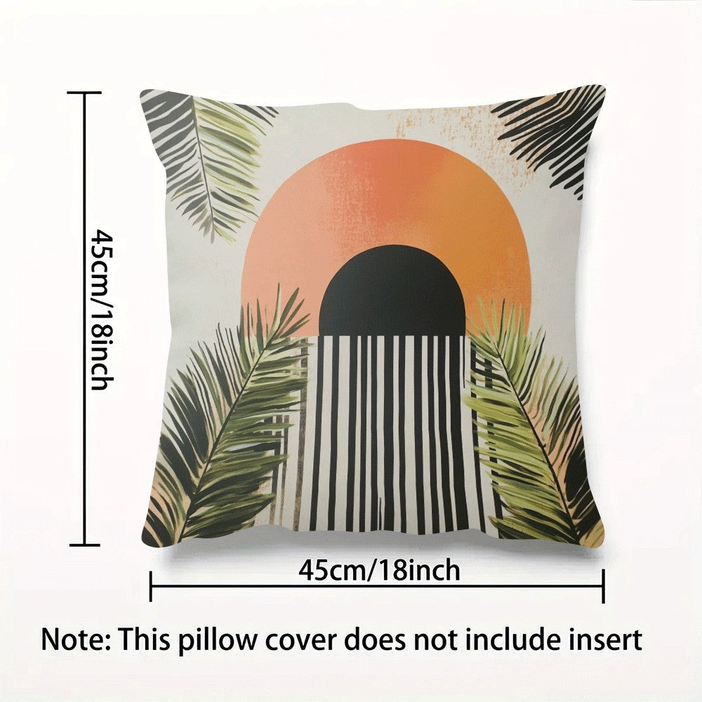 Waterproof Boho Short Plush Throw Pillowcase made of modern flannel fabric, measuring 45.72x45.72 cm. This machine washable pillow cover comes with a zipper, ideal for back sleepers and suitable for use on the sofa, in the bedroom, or as a decorative