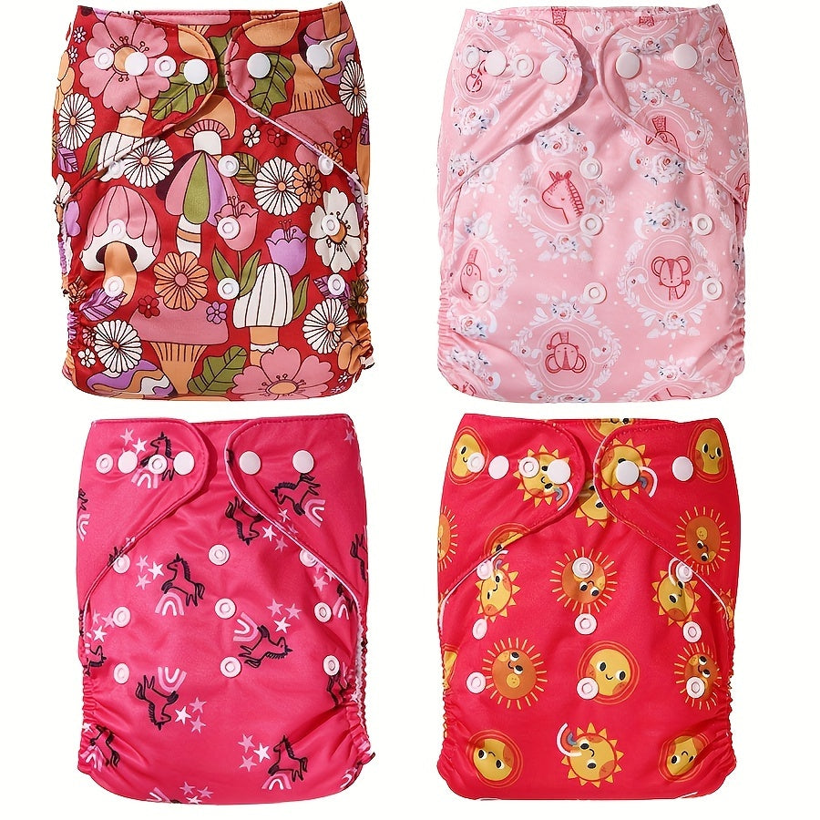 BooBee 6-Pack of Reusable Cloth Diapers - Adjustable and Washable Polyester Covers in a Variety of Patterns. The Perfect Gift for Christmas, Halloween, or Thanksgiving! Fits Babies Weighing 3.63-10.43 KG.