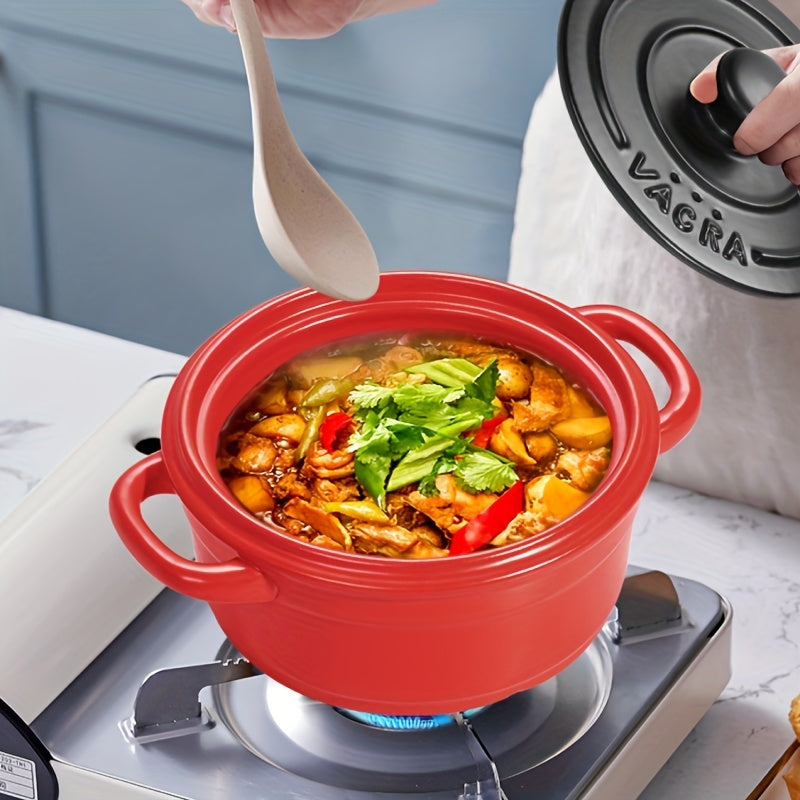 Enamel Ceramic Casserole - 2L Capacity, Resistant to High Temperatures, Dishwasher-safe, Great for Cooking Stews and Soups, Suitable for Gas Stoves at Home