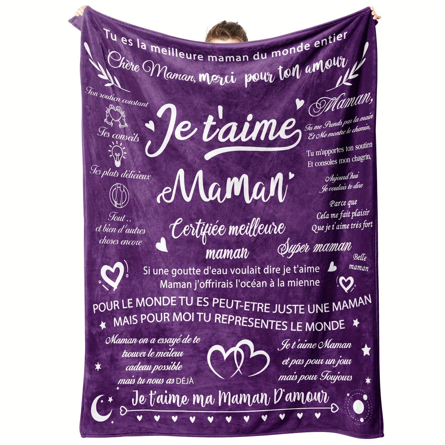 1 piece of Purple Gifts Blanket for Mom - Perfect for Christmas, Mother's Day, Valentine's Day, Birthdays, or Any Occasion From Daughters and Sons to Mom. Ideal for Special Gifts, Pregnancy, Expecting New Mom, Nap Time, made of cozy Flannel Material