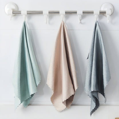 Thickened fish scale cloth for the kitchen - Absorbent and non-trace dishwashing cloth. Perfect for wiping glass tables and magically cleaning surfaces without leaving any hairs behind.