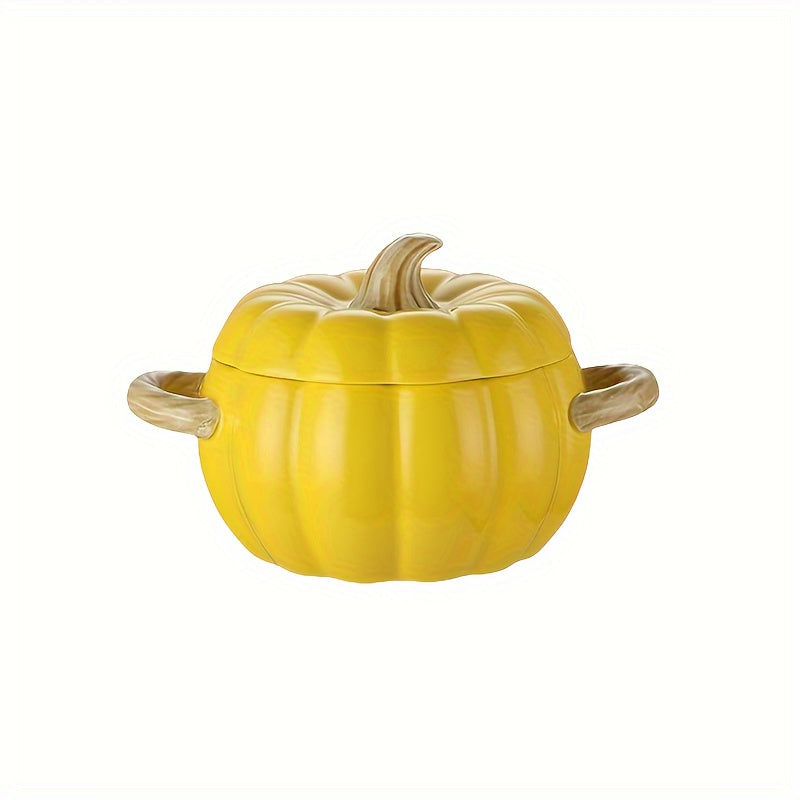 Get into the festive spirit with this spacious ceramic soup pot designed in the shape of a large pumpkin. Complete with a lid and dual-handles, this pot is dishwasher safe and perfect for cooking up your favorite stews and salads. It makes an ideal gift