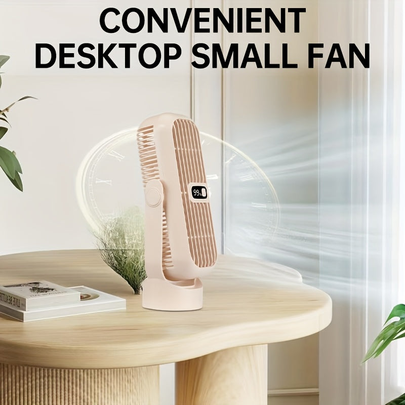 Portable Wireless Desktop Fan, 1pc, with 5-Speed Small USB Desktop Fan, Mini Cooling Fan, Rotatable Silent Tower Fan with LED Digital Display. Perfect gift for Home, Office, Dorm, Outdoors, School, Fishing, Camping, and Travel.