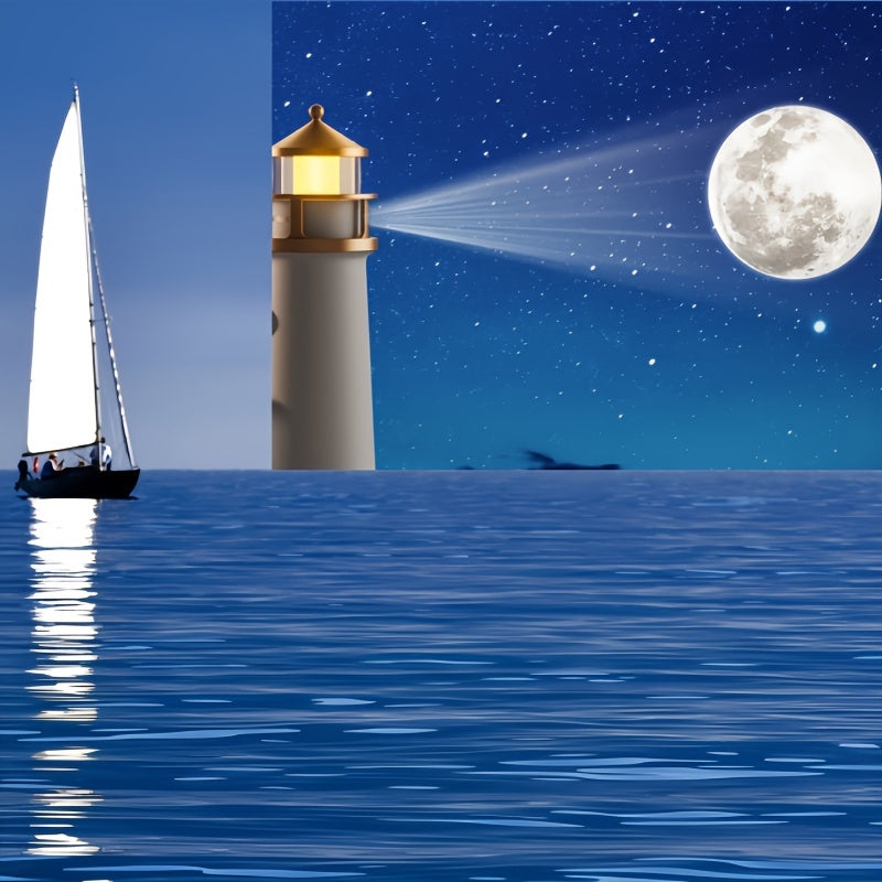 Lighthouse night light with moon projection, body sensing switch, long-brightness function, versatile for various settings, and comes in sealed packaging for a more elegant presentation.