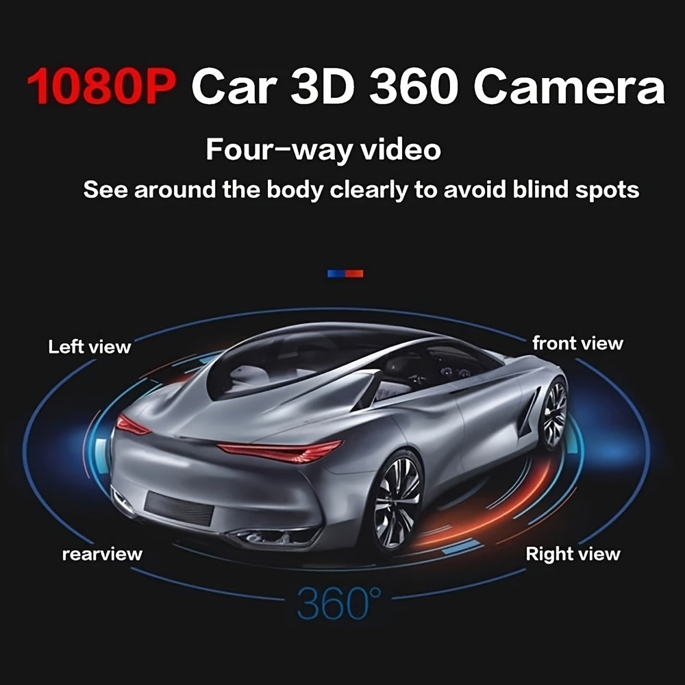 360° surround bird view car camera with panoramic left, right, front, and rear 4-way cameras for car Android player. AHD1080P/720P HD night vision camera.