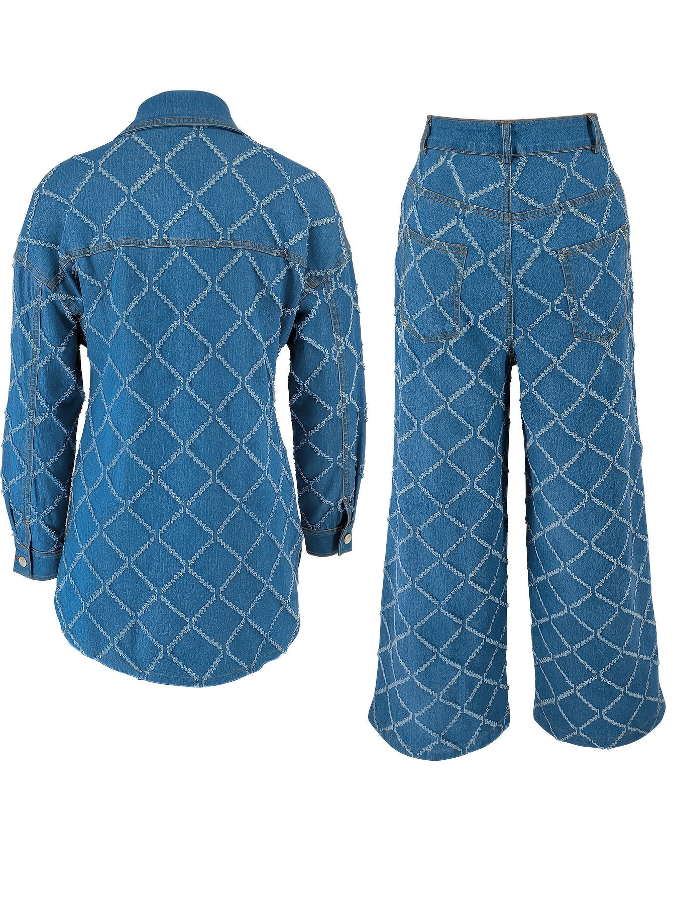 Women's Plaid Craft Denim Two-piece Set, item number 218571