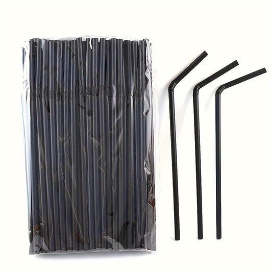 We offer a variety of flexible cocktail straws in both transparent and black colors. This pack includes 100 transparent and 500 black straws, each measuring 21.01cm in length. Perfect for adding a festive touch to your drinks, these straws are ideal for