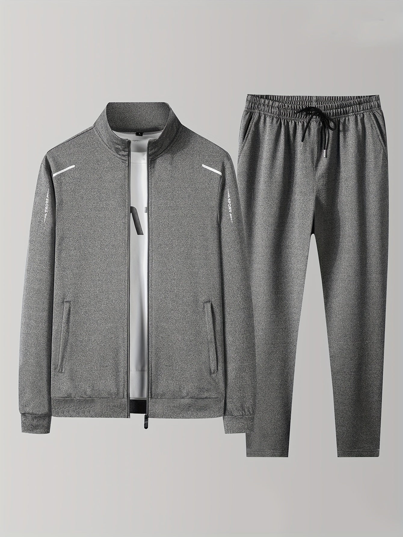 Men's Zip-up Jacket and Sweatpants Set for Spring and Autumn Sports