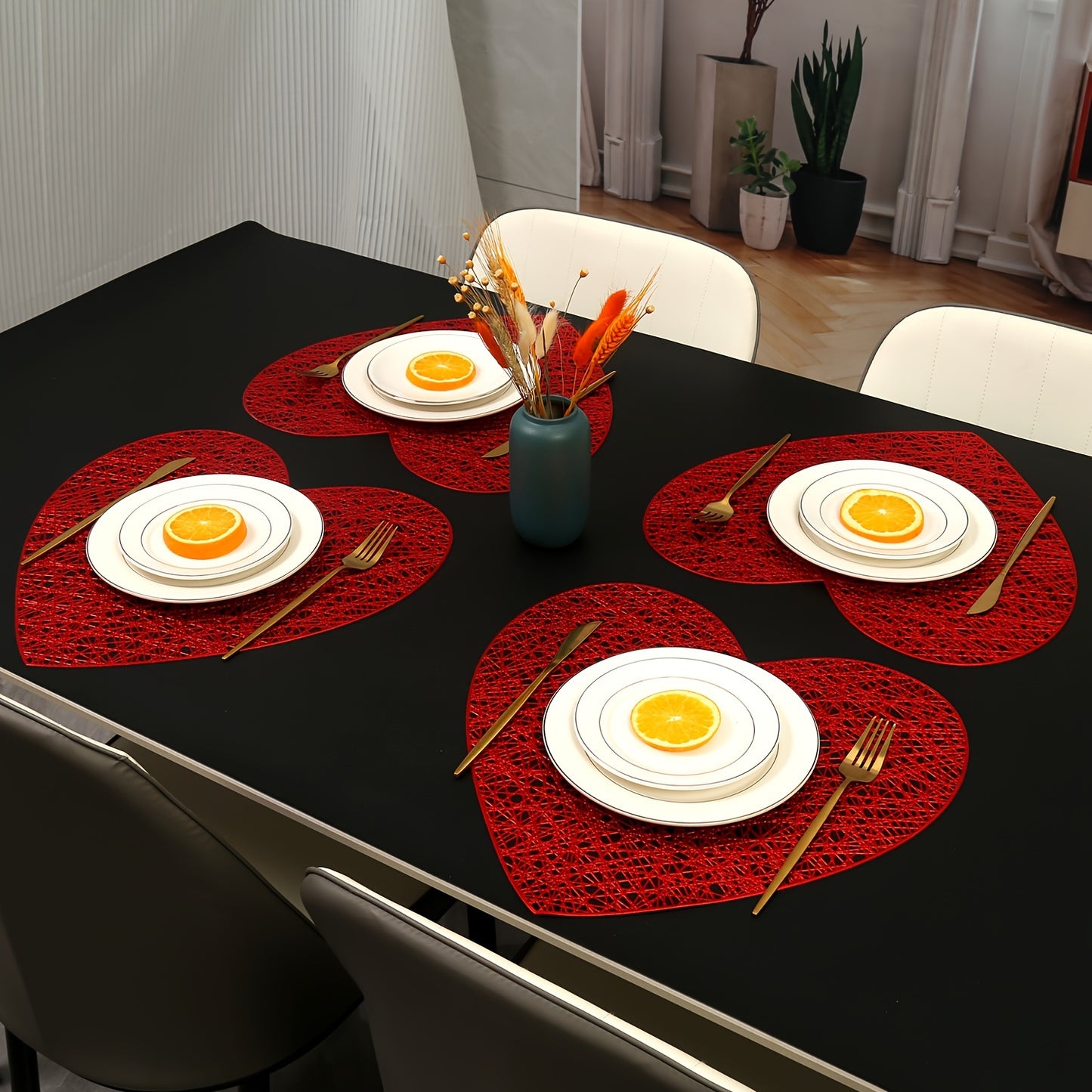 Valentine's Day placemats for restaurant and hotel dining tables, available in sets of 2, 4, 6, or 8 with heat insulation and anti-slip features.