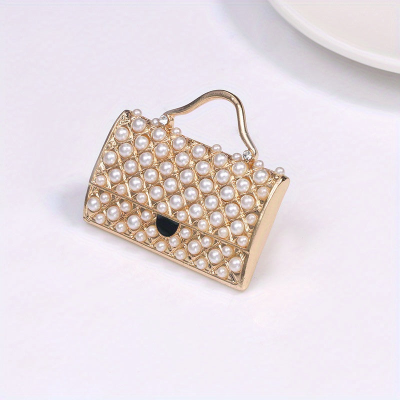 Elegant Bag-Shaped Brooch Pin with Enamel - A Stylish Korean Fashion Accessory for Women's Suits & Dresses, SKEDS