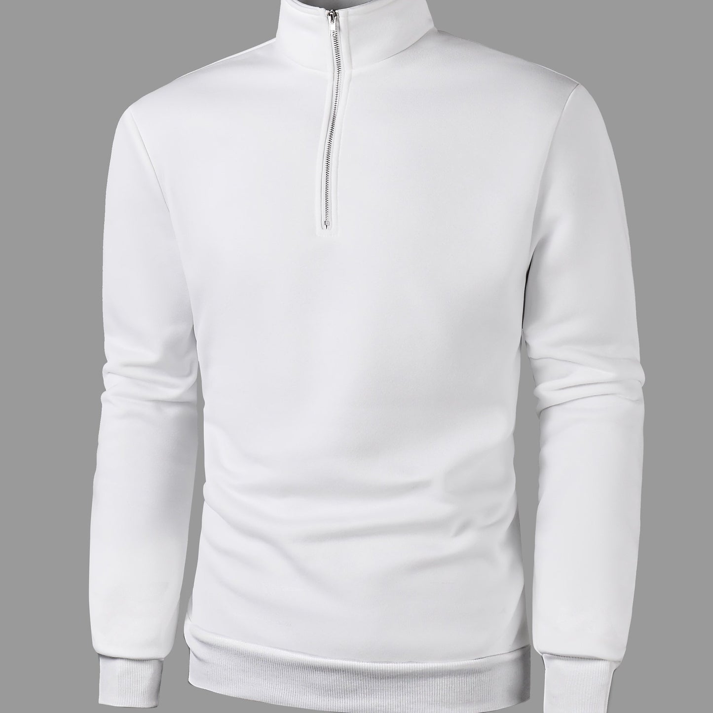 Men's cozy zippered long sleeve sweatshirt, perfect for everyday wear in spring and autumn.