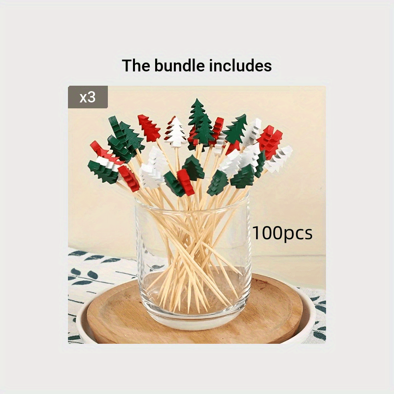 50/100 disposable bamboo picks for Christmas tree fruit, cocktails, art displays, and more.