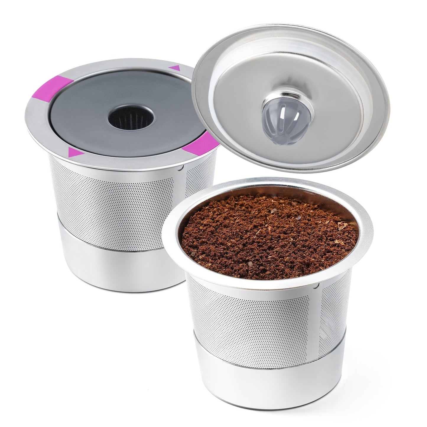 Stainless Steel Reusable K-Cup Filters in 1, 2, or 4 Pack Options - Compatible with Keurig 2.0 & 1.0 Coffee Machines and K-Cup Coffee Makers - Universal K-Cup Pods Included