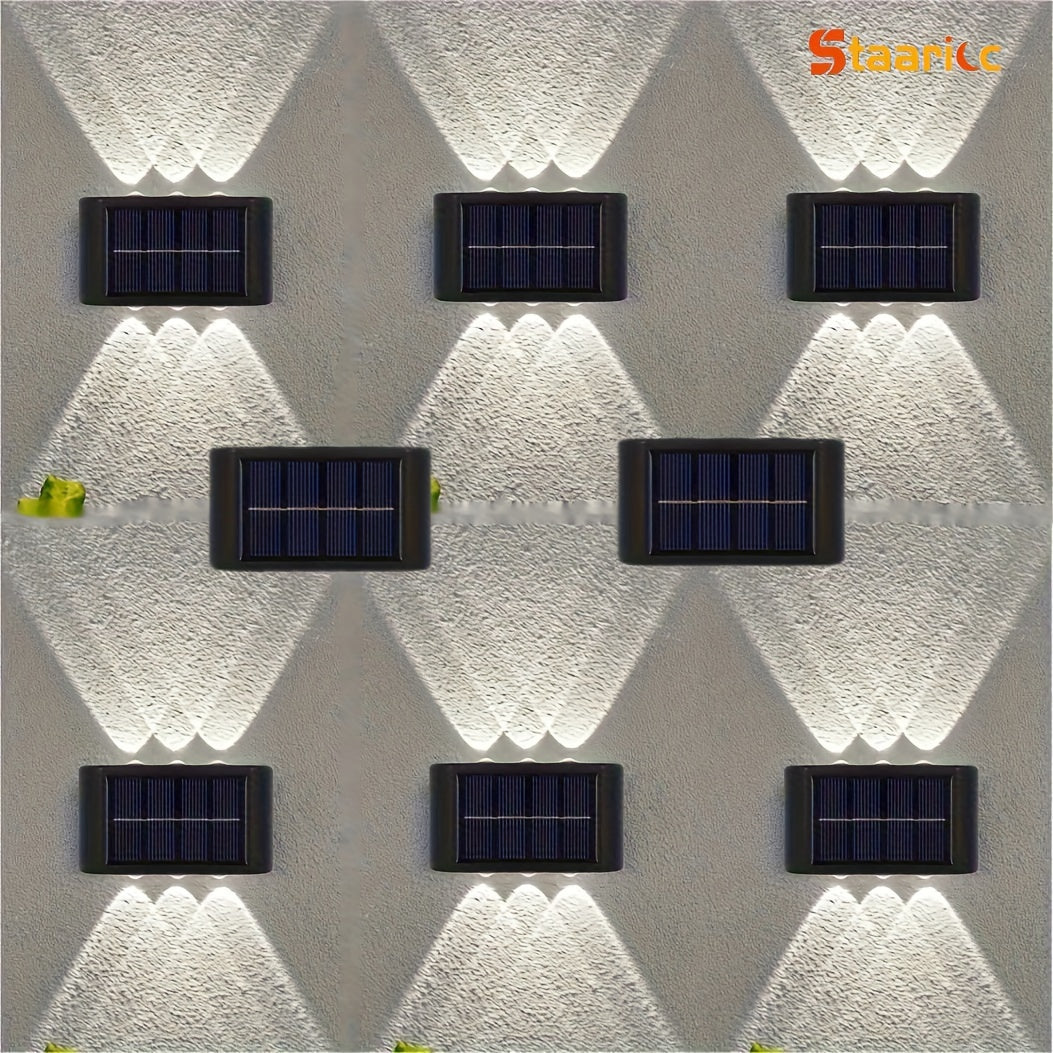 Solar Wall Lights for Outdoor Decoration - Set of 8/6/4/2 LED lights for Courtyard, Street, Fence, Garage, Garden.