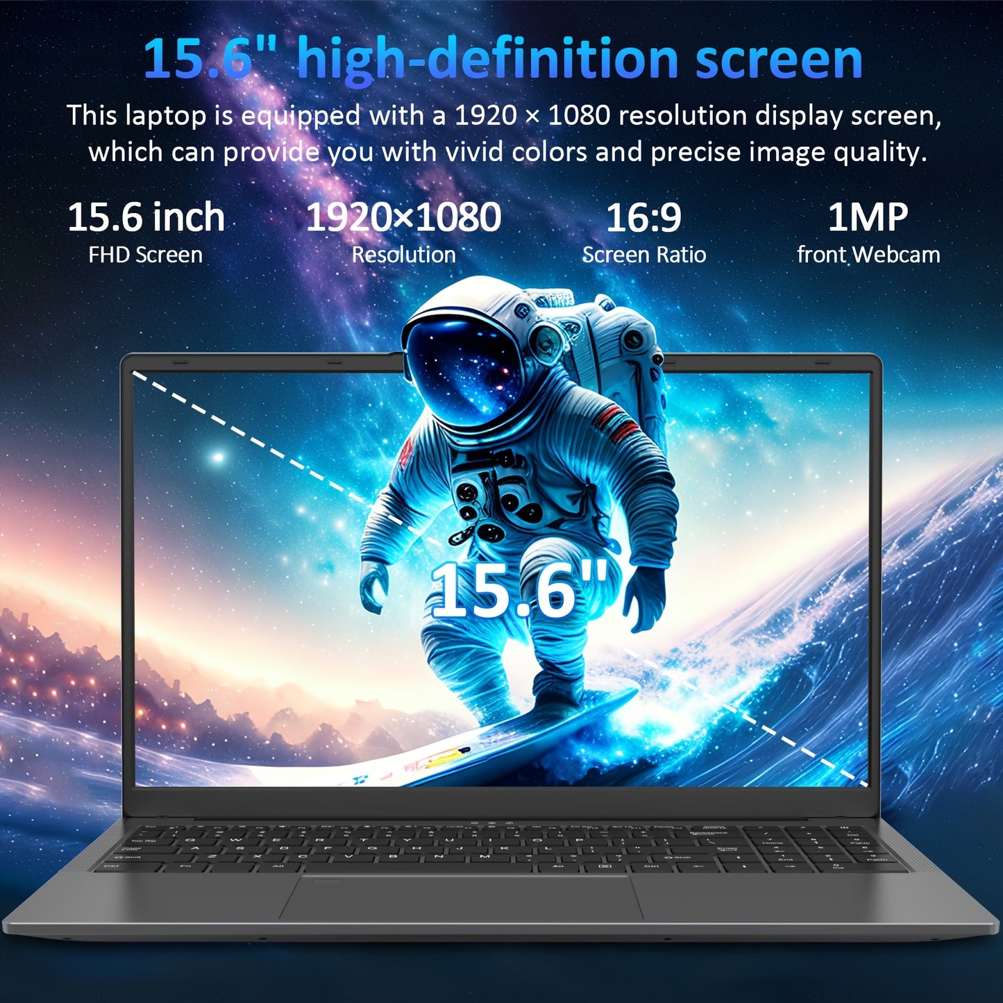 15.6-inch Auusda laptop with AMD 5825U, 16GB RAM, 768GB SSD, dual-channel SODIMM, dual NVME slots, fingerprint boot, FHD IPS LCD, HDTV, webcam, USB3.0, Windows 11 Pro