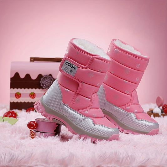 New high-top snow boots with a snowflake design for both men and women.