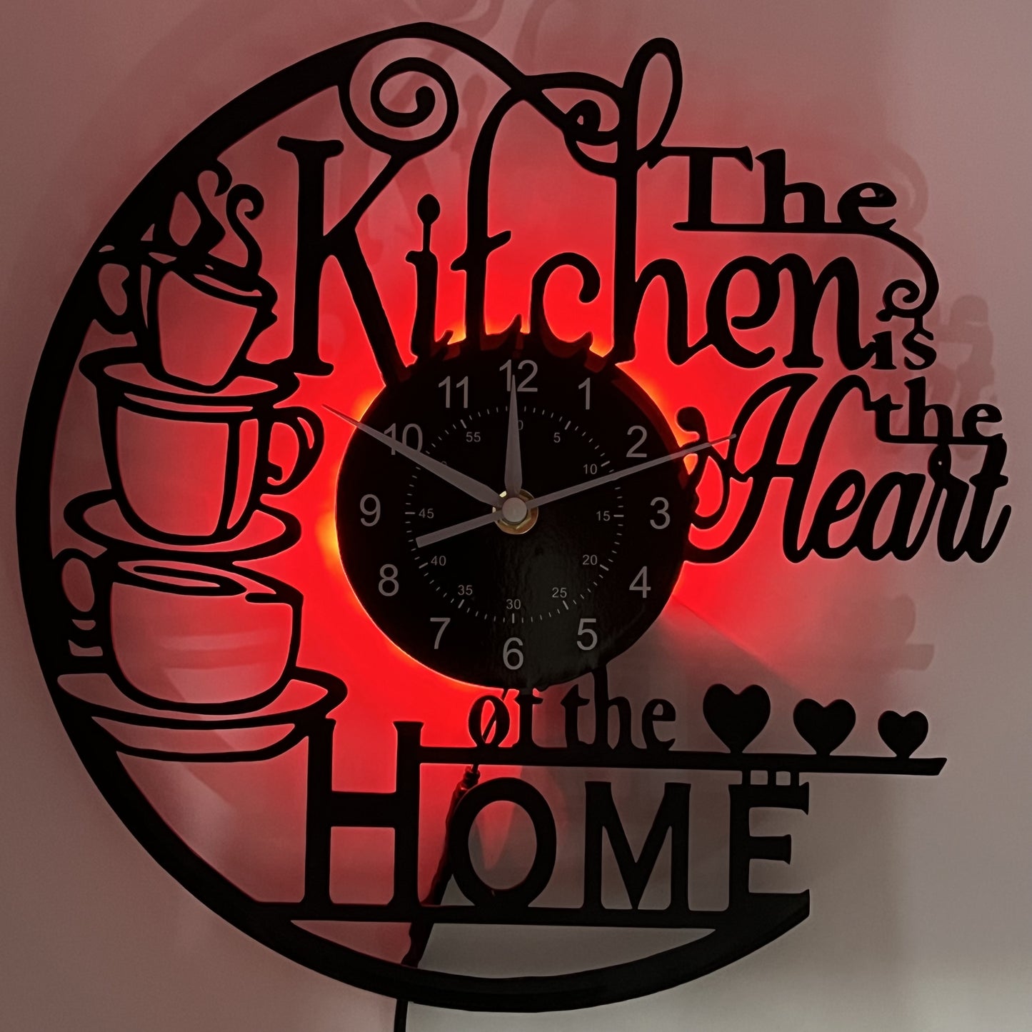 Vinyl Record Wall Clock in Black, Silent for Living Room, Bedroom, Kitchen, Office, Bar, Cafe, or Coffee Shop.